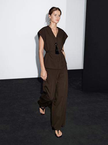 Zara Crossover kimono with ties - Chocolate - Image 0