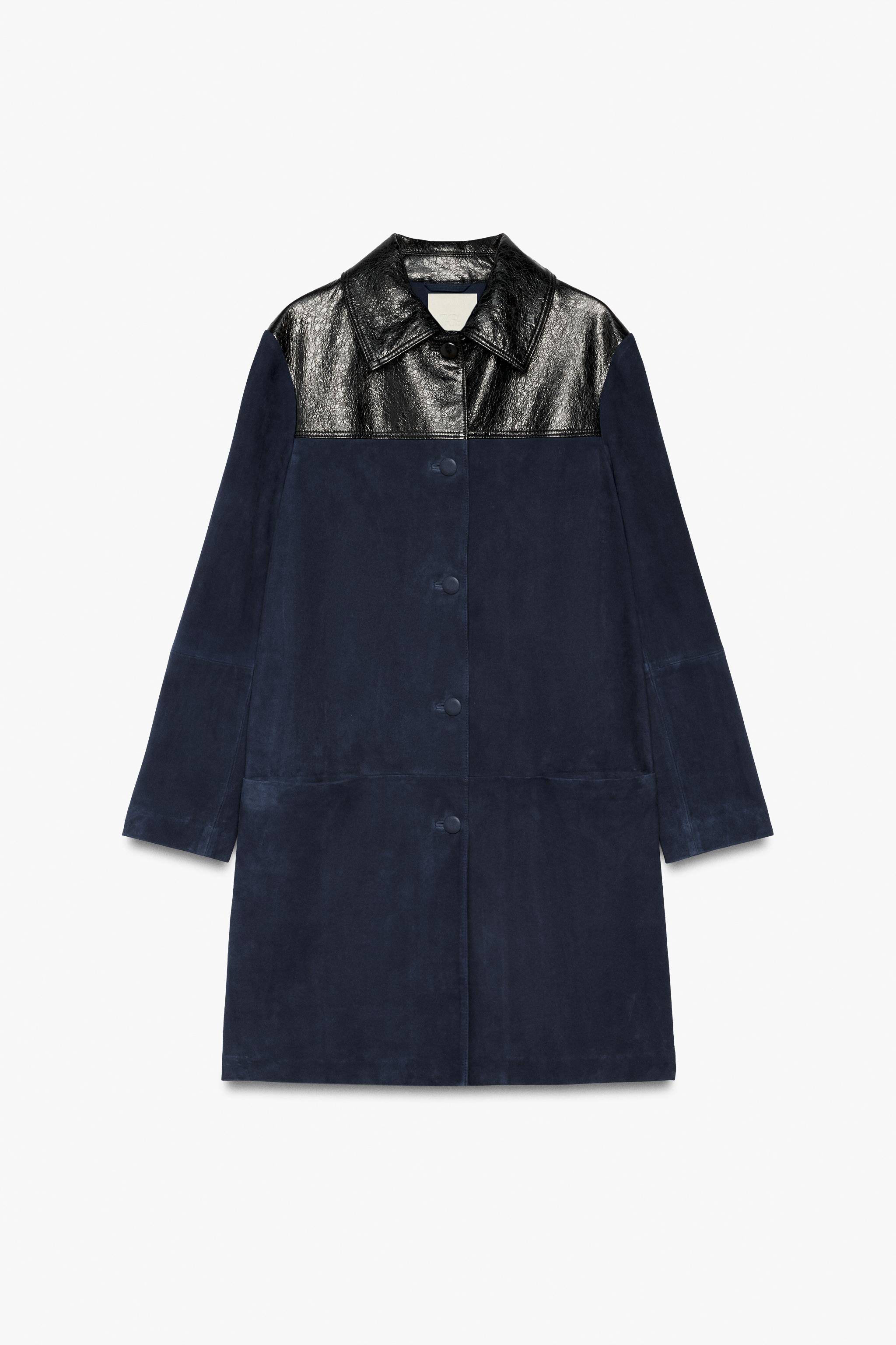 Zw Collection 100% Leather Combined Coat by Zara