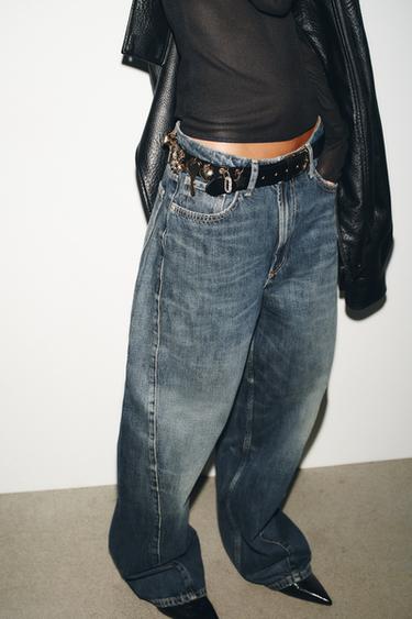 CEINTURE EN CUIR CHARMS - Noir de Zara - Image 1