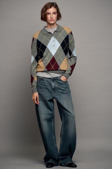 100% WOOL ARGYLE POLO JUMPER — Multicoloured 2