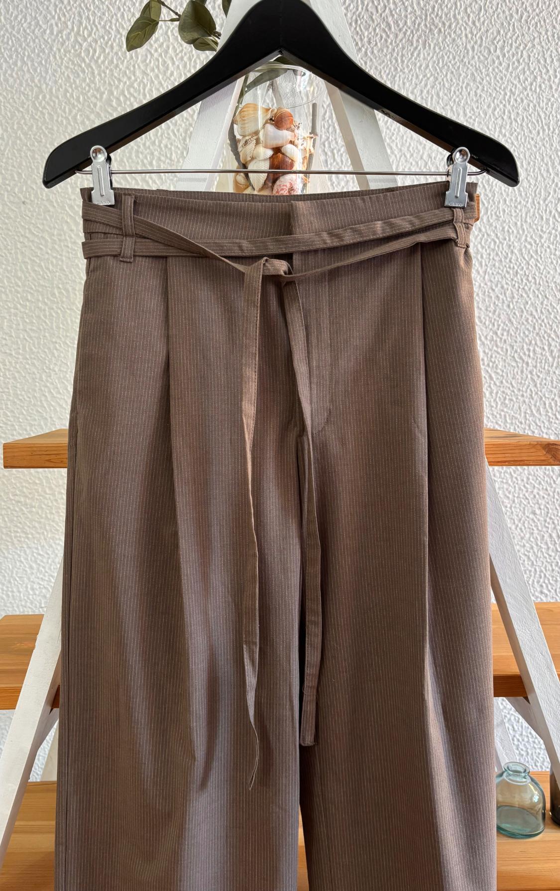 PINSTRIPE TROUSERS WITH BELT - Image 4