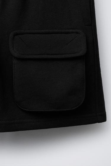 STRAIGHT PLUSH GARMENT-DYED BERMUDA SHORTS - Black by Zara - Image 3