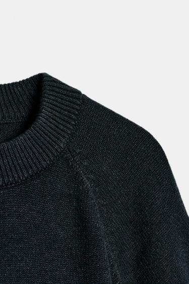 KNIT JUMPER WITH WIDE SLEEVES - Navy blue by Zara - Image 7