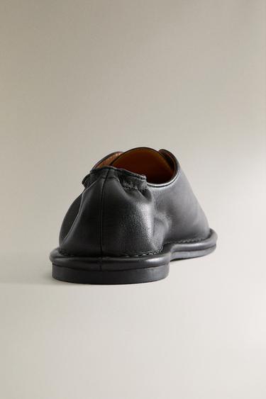 LEATHER DERBY SHOES - Black by Zara - Image 5