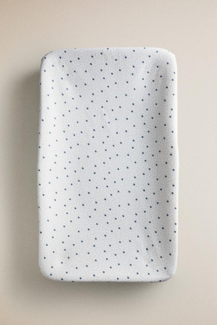 LEAF PRINT BABY CHANGING MAT COVER — Ecru
