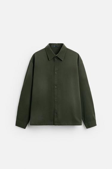 WASHED RELAXED FIT SHIRT - Grey green by Zara