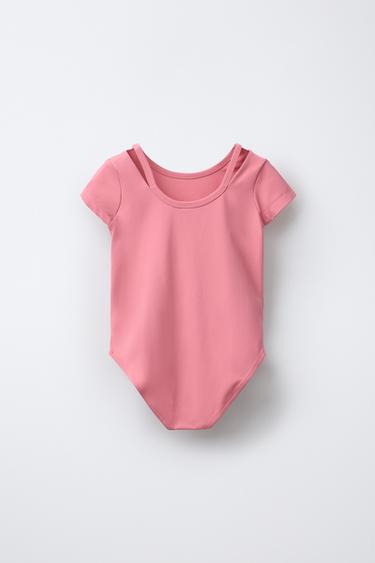 PLAIN SHORT SLEEVE BODYSUIT - Coral by Zara - Image 1