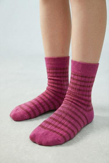 2-PACK OF TALL STRIPED SOCKS - Pink by Zara