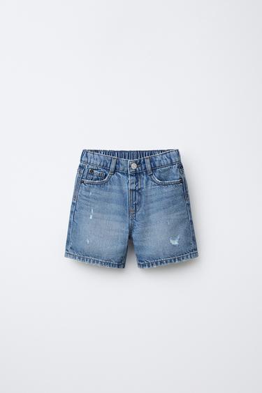 BERMUDA MEZCLILLA BAGGY ROTOS - Azul de Zara - Imagen 0