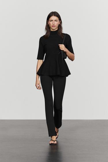 Zara Peplum detail knit top - Black - Image 0