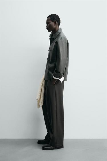BLOUSON EN MATIÈRE SYNTHÉTIQUE - Vert canard de Zara - Image 3