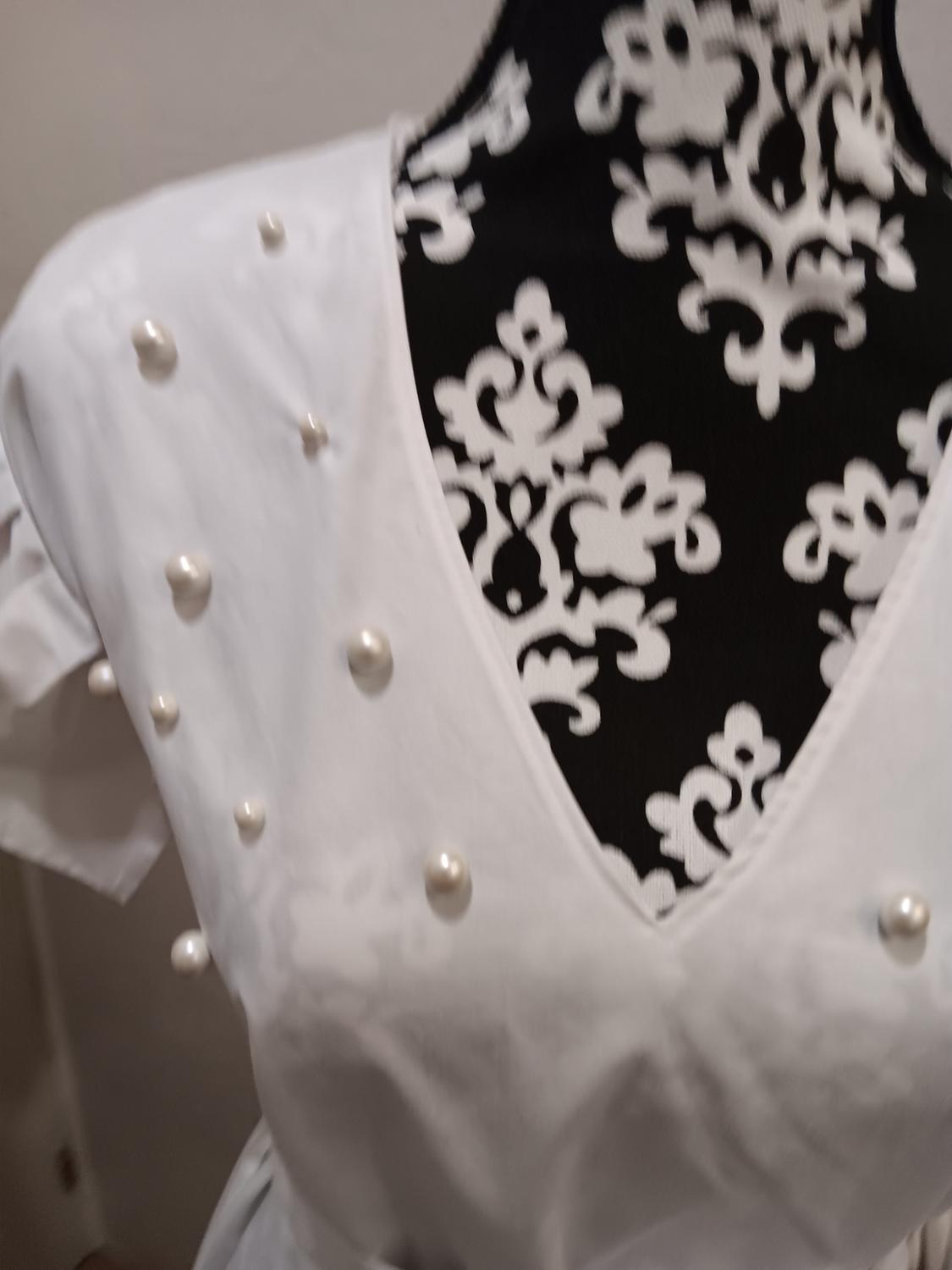 RUFFLED POPLIN DRESS WITH FAUX PEARLS - Image 3
