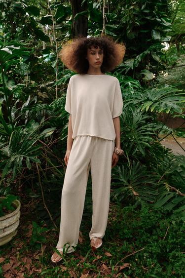 RUSTIC CAPE SLEEVE TOP - Light beige by Zara