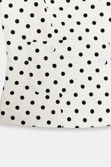 POLKA DOT POPLIN TOP WITH POCKETS - Ecru / Black by Zara - Image 4