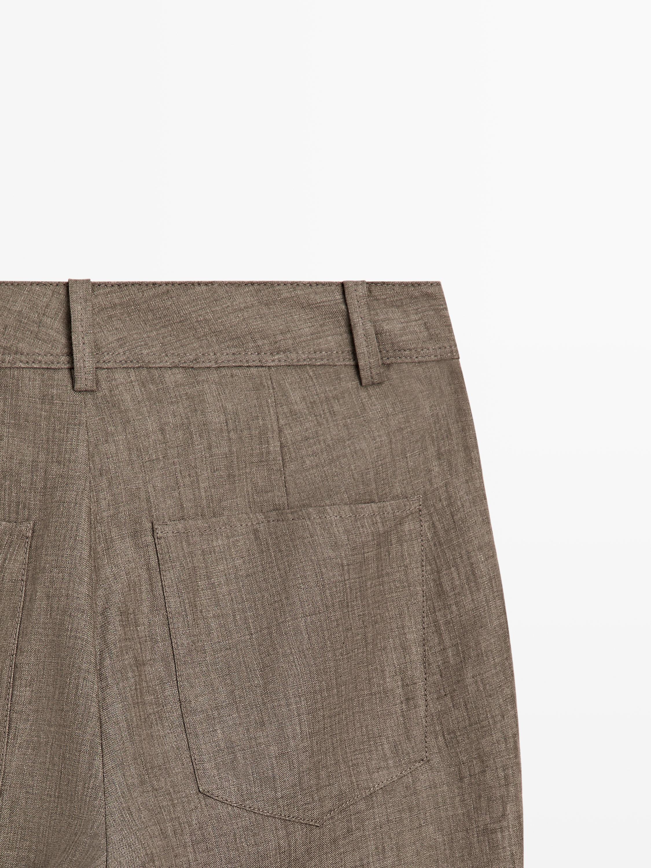 Pantalon kick flare cropped en lin