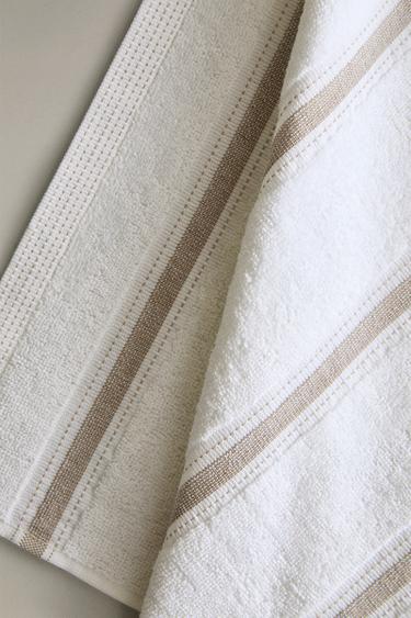 TORCHON COTON ÉPONGE BANDES - Marron / Taupe de Zara - Image 2