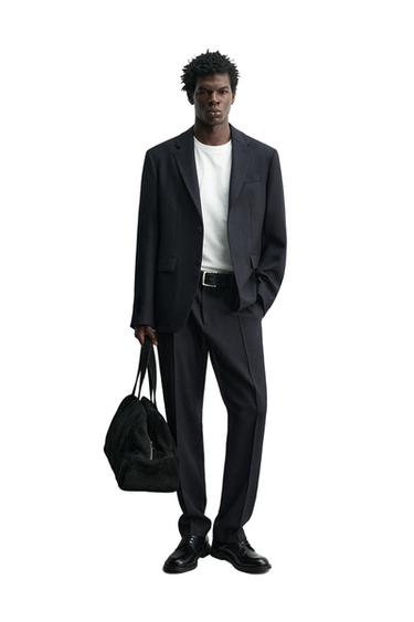 100% WOOL SUIT TROUSERS - Dark navy by Zara