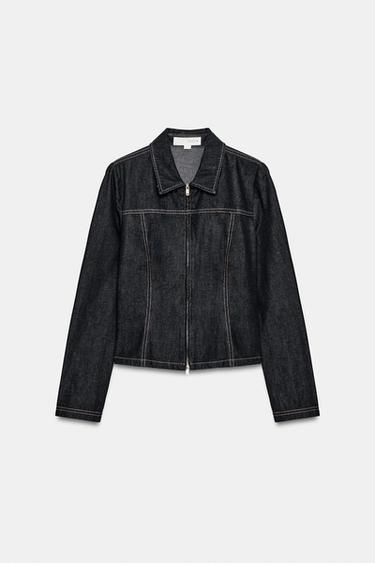 DENIM ZIP SHIRT - Dark indigo by Zara - Image 0