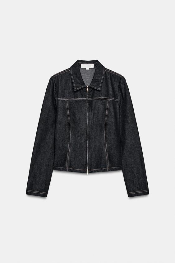 DENIM ZIP SHIRT - Dark indigo by Zara - Image 0