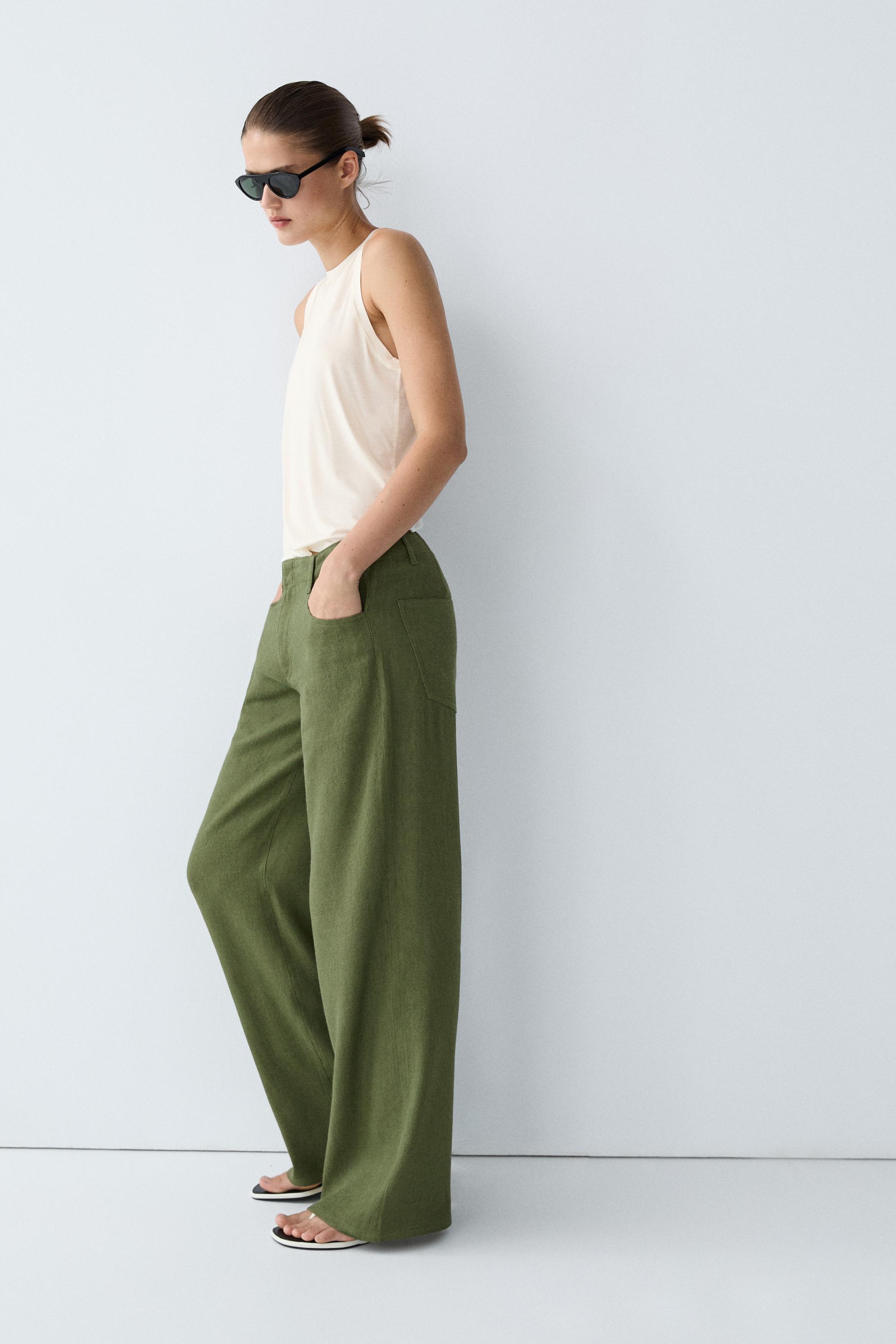 Straight linen blend pants
