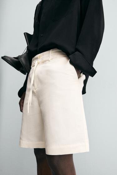 BERMUDA SHORTS WITH CORD - Oyster-white by Zara - Image 4