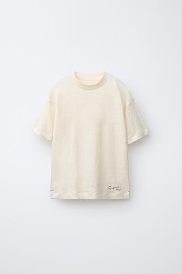 Zara 100% 亞麻 T 恤 - 裸色