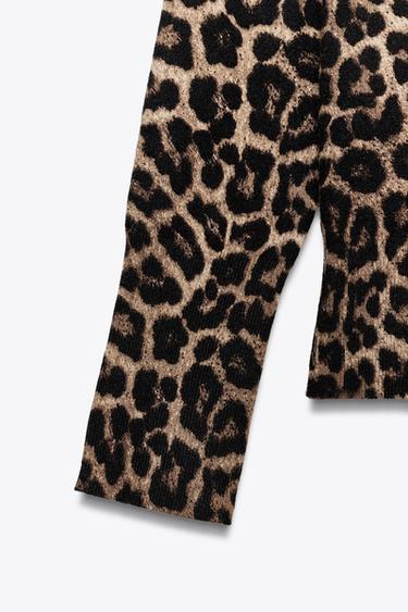 ANIMAL PRINT KNIT SWEATER - Black / Brown by Zara - Image 8