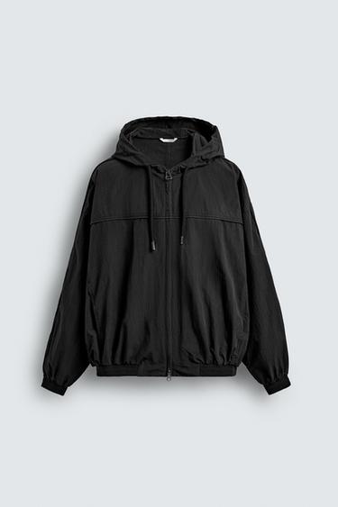 Zara 寬鬆版科技外套 - 黑色