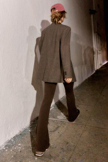 PANTALON INTERLOCK FLARE - Marron de Zara - Image 4