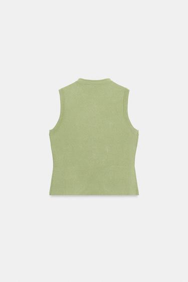 KNIT WAISTCOAT WITH FIREMAN CLASPS - Khaki by Zara - Image 5