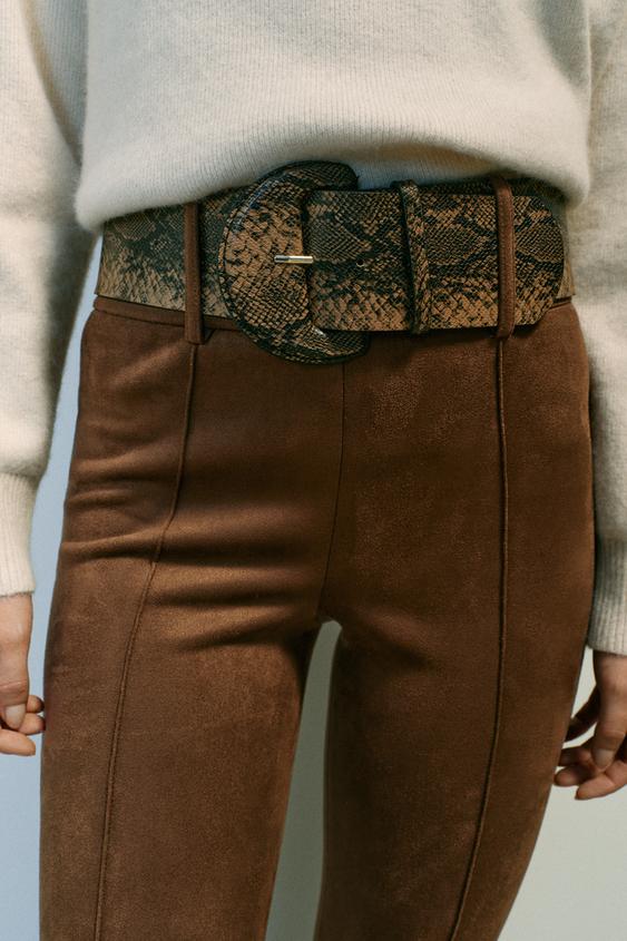 LEGGINGS EFFET DAIM AVEC CEINTURE - Camel moyen de Zara - Image 3