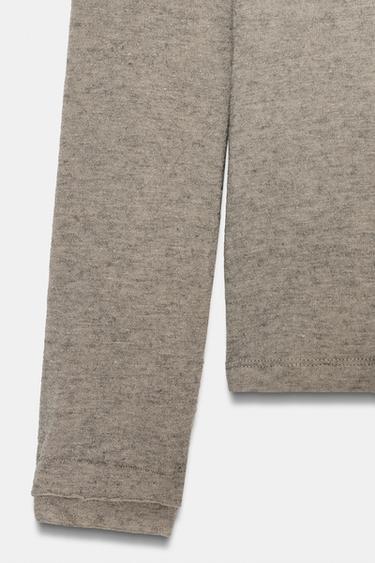 T-SHIRT À MANCHES LONGUES - Vison chiné de Zara - Image 7