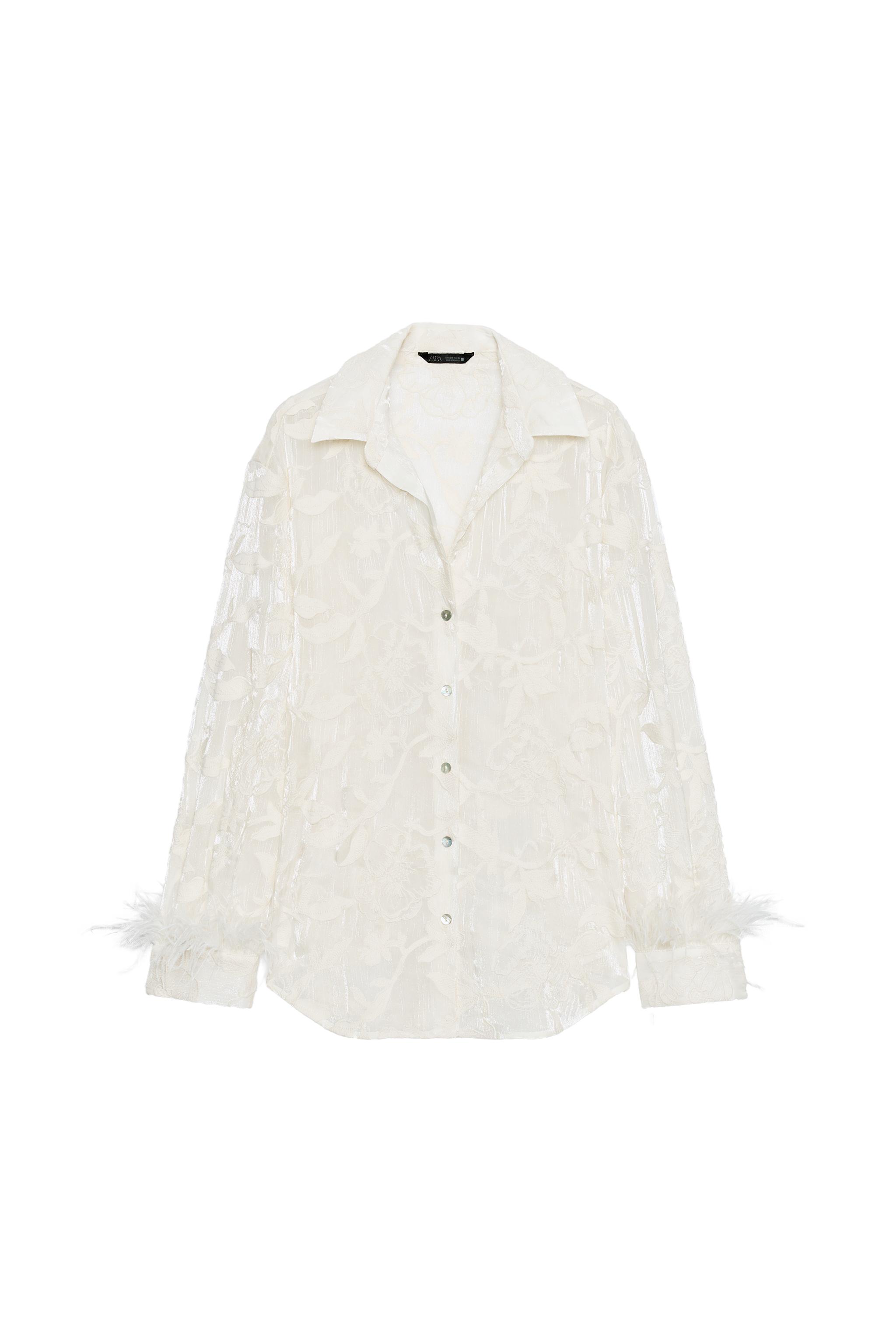 FEATHER EMBROIDERED SHIRT - Ecru | ZARA United States