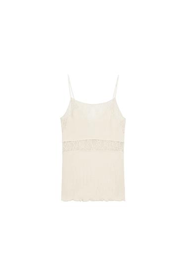 SEAMLESS LACE TOP - Beige-pink by Zara