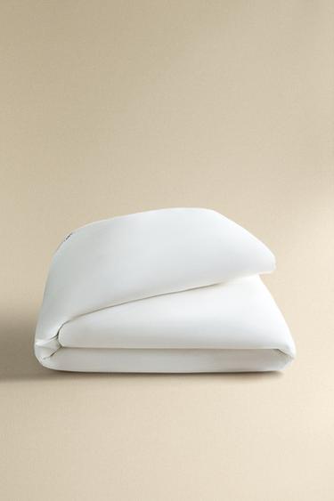DUVET COVER WITH EMBROIDERED BORDER - Oyster-white by Zara - Image 4