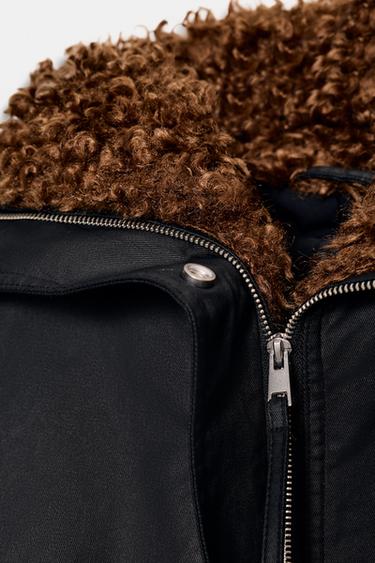 FAUX SHEARLING BOMBER JACKET ZW COLLECTION - Black by Zara - Image 10