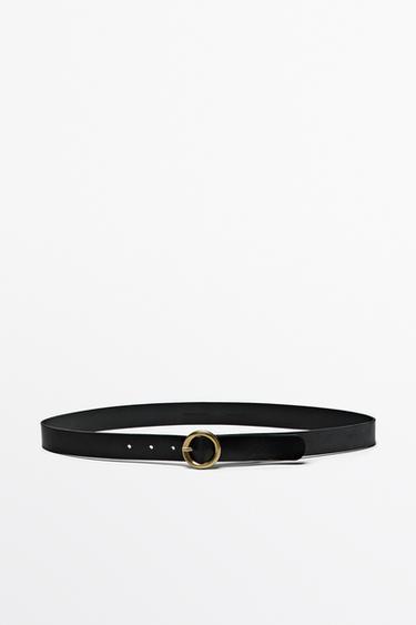 Cinturón hebilla redonda piel napa - Negro de Zara