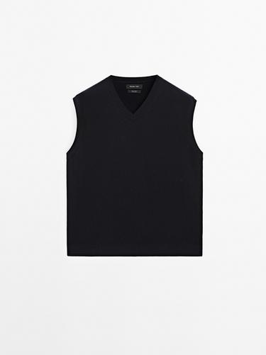 Chaleco punto cuello pico - Marino de Zara