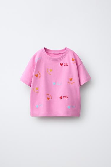 KOSZULKA Z HAFTAMI - Różowy Zara