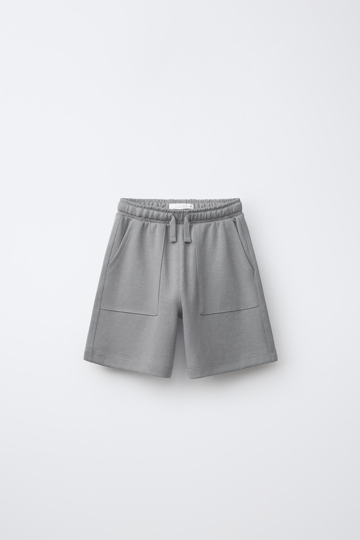 Детские комплекты Zara Interlock T-SHIRT and Bermuda Set, цвет: Серый меланжевый — фото 5