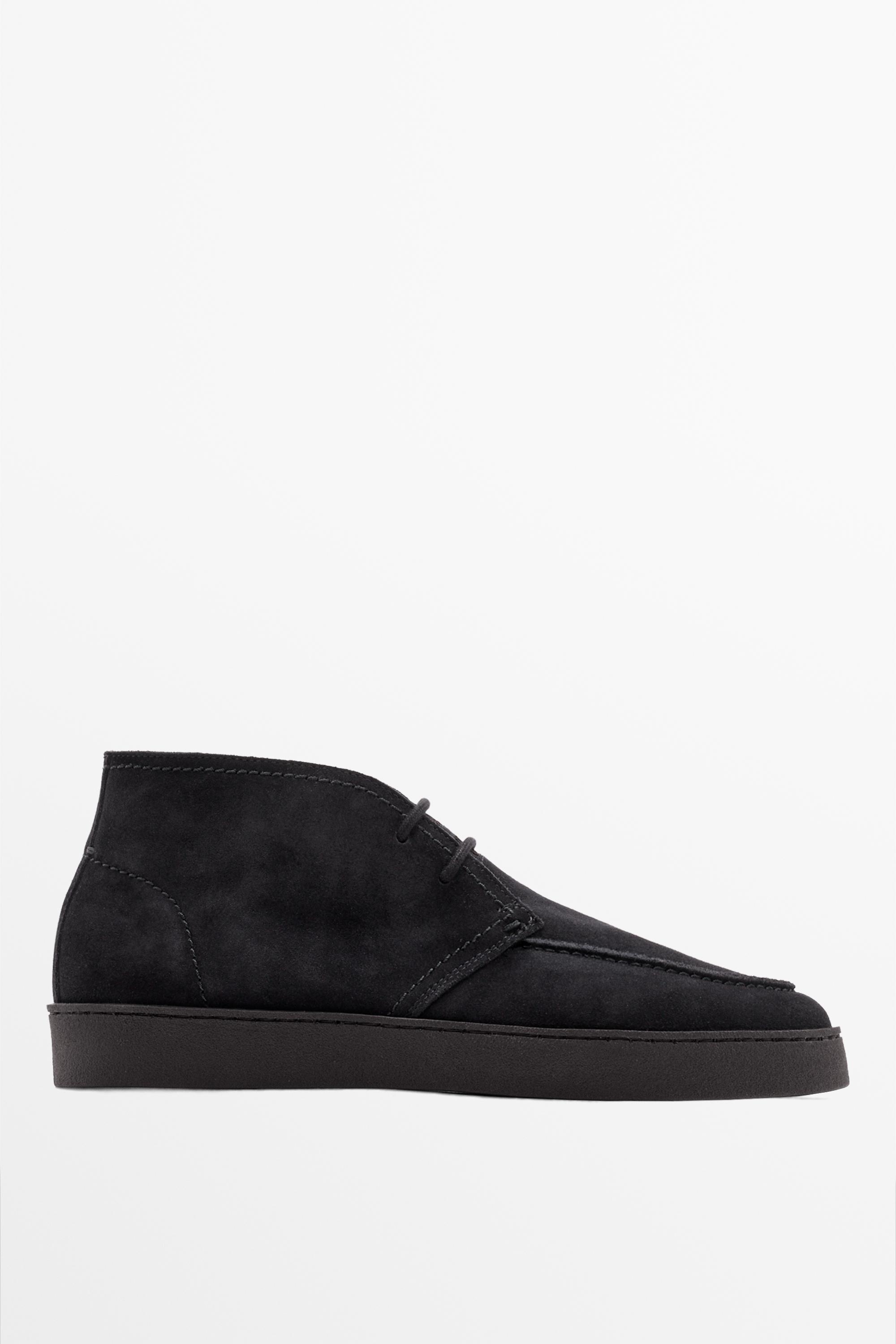 Split suede moc toe ankle-boot shoe — Navy Blue