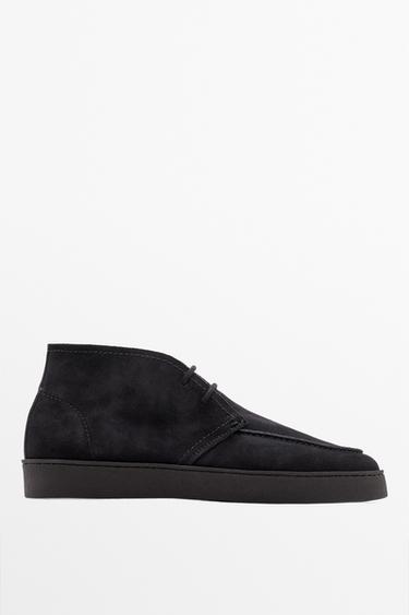 Zapato abotinado bordón serraje - Azul Marino de Zara