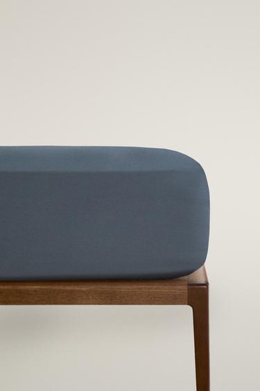 Zara COTTON FITTED SHEET - Mid-blue - Image 0