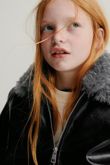 BOMBER JACKET WITH FAUX FUR COLLAR - navy by Zara - Image 8