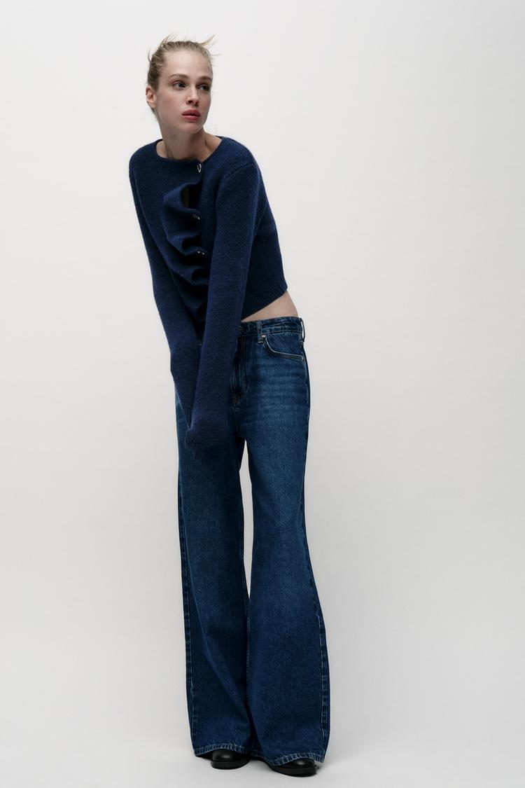 Sweatshirt Zara Schaf Pullover Blau Donegal Irischer Wollpullover