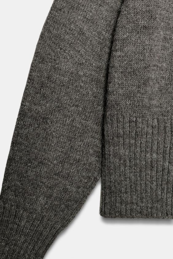PULL EN MAILLE À COUTURES MARQUÉES AUX ÉPAULES - Marron / Taupe de Zara - Image 6