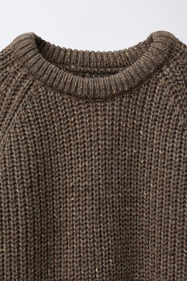 PULL EN GROSSE MAILLE COUDIÈRES - Vert chiné de Zara - Image 2