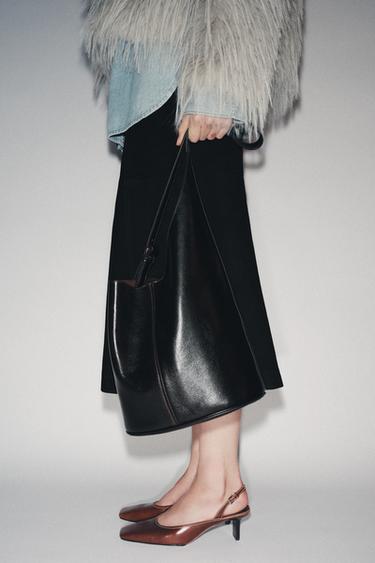 LEATHER SLINGBACK SHOES LIMITED EDITION - Brown by Zara