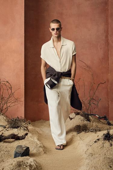 COTTON/LINEN KNIT SHIRT - Beige by Zara