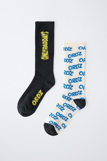 2-PACK OF LONG TEXT SOCKS - Blue by Zara - Image 3